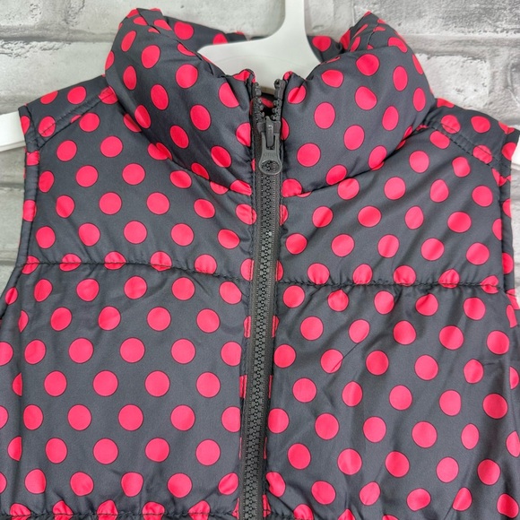 Old Navy Girls Pink Gray Polka Dot Frost Free Puffer Vest - Size M (8) - Picture 3 of 8